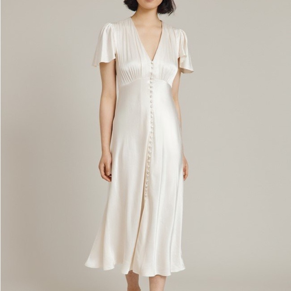 Ghost Ivory Grace Satin Dress
